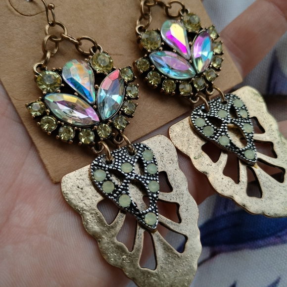 Brass Irridescent Boho Earrings - Picture 4 of 15